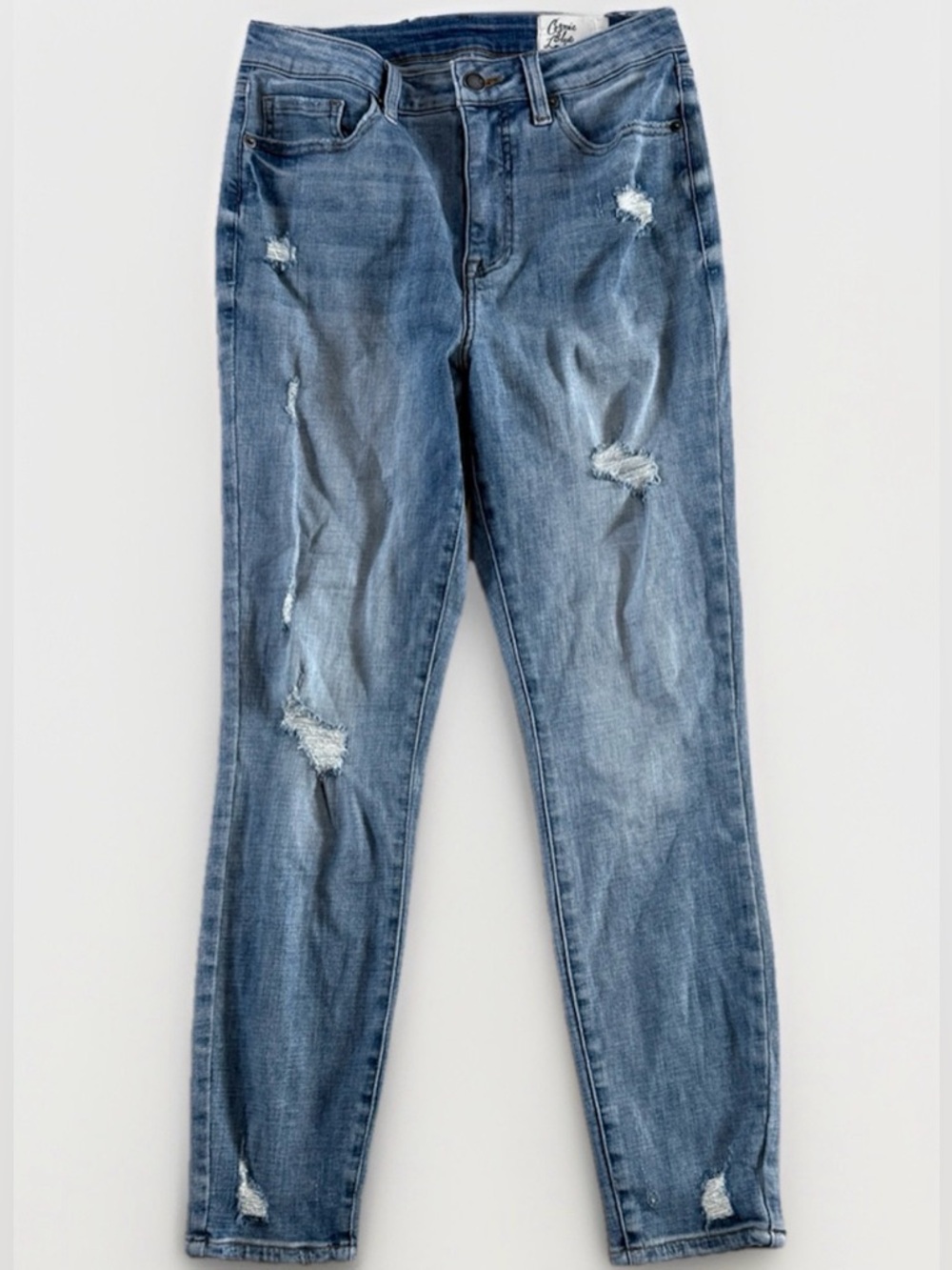 Cosmic Blue Love Distressed Skinny Jeans Size 28